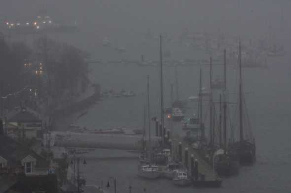 14 November 2020 - 14-31-49
A murky murk day in Dartmouth. Barges Provident (For Sale), Pilgrim and Leader somewhere in the gloom alongside the town jetty
--------------------------
Dartmouth on a very gloomy day